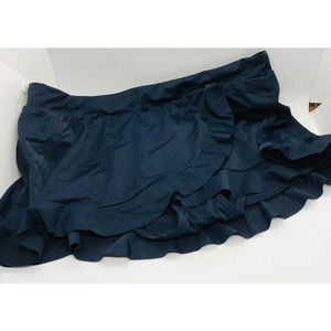LOFT Beach Navy Blue Beach Ruffle Wrap Skirt Bikini Bottom NWT